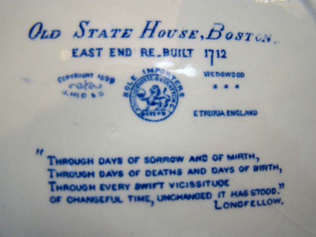 "The Old State House, Boston" commemorative plate made in 1899 by Wedgwood — image 2